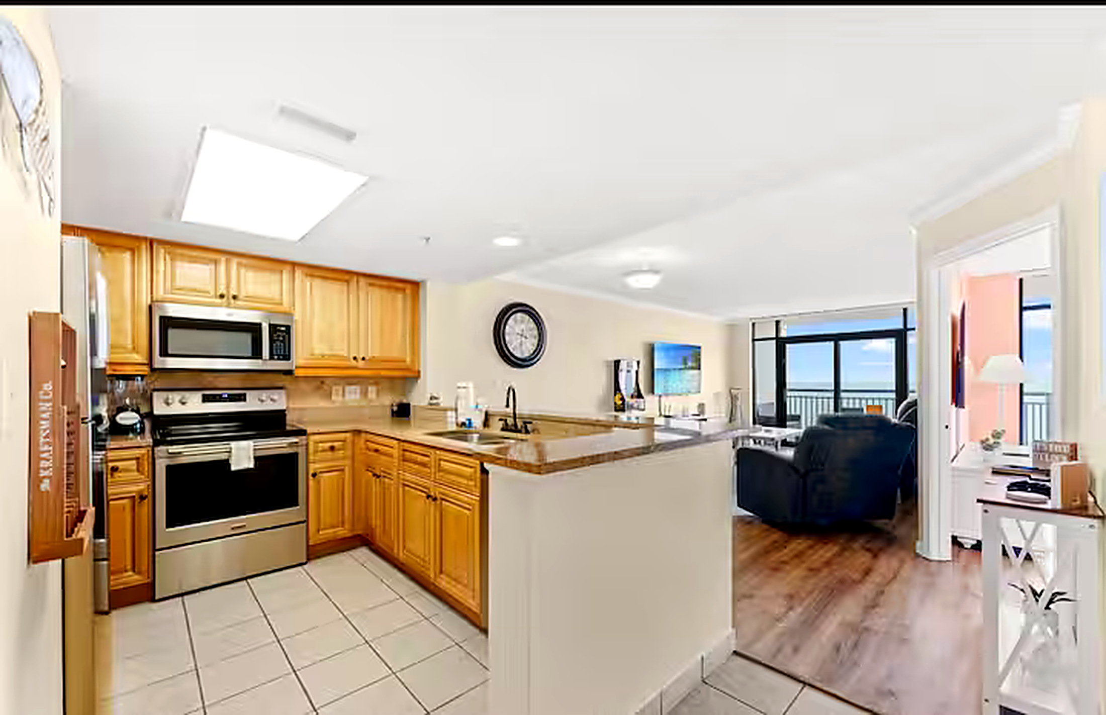 Full kitchen open to the living area